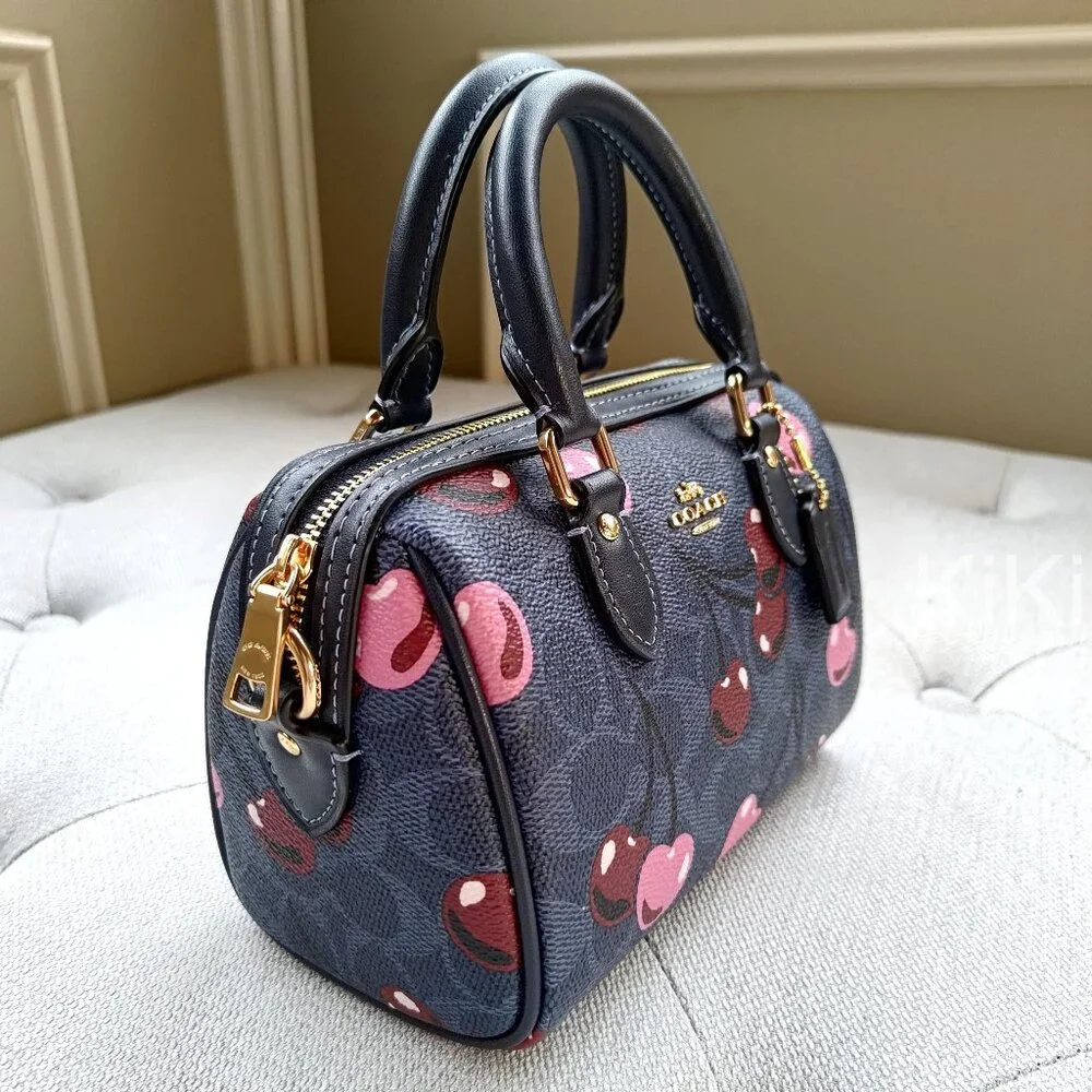 Coach Mini Rowan Crossbody Bag In Signature Canvas With Cherry Print CY741 - Picture 11 of 17